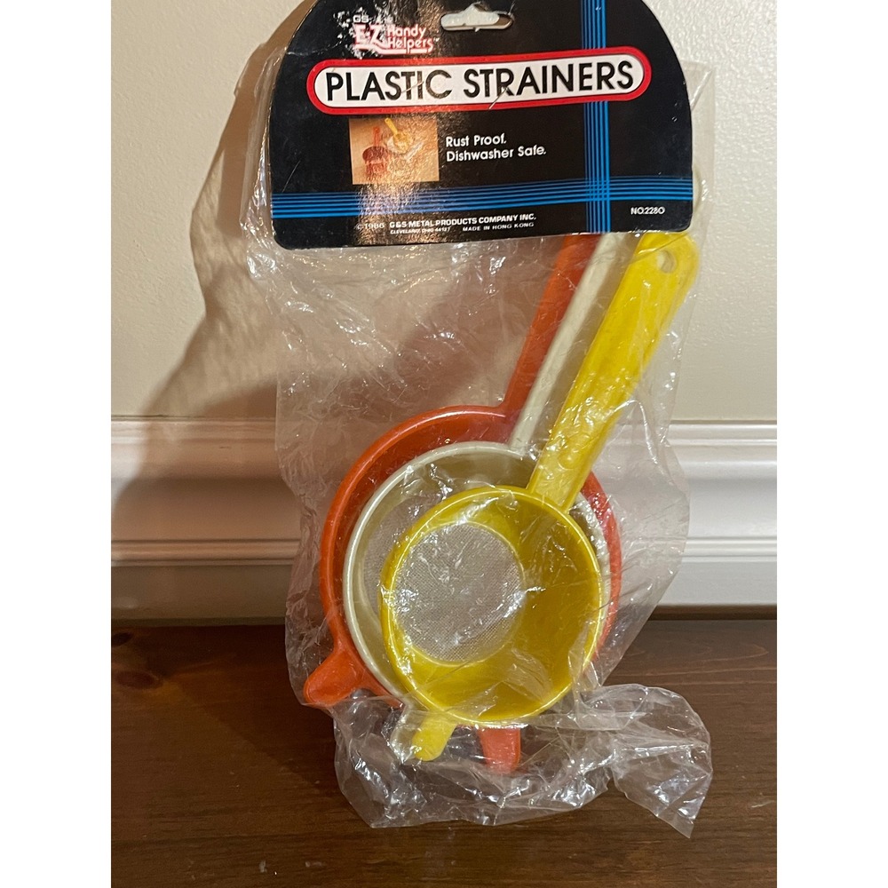 Vintage 1986 EZ Handy Helpers Plastic Strainers Set 3 Multi Color Retro No 2280